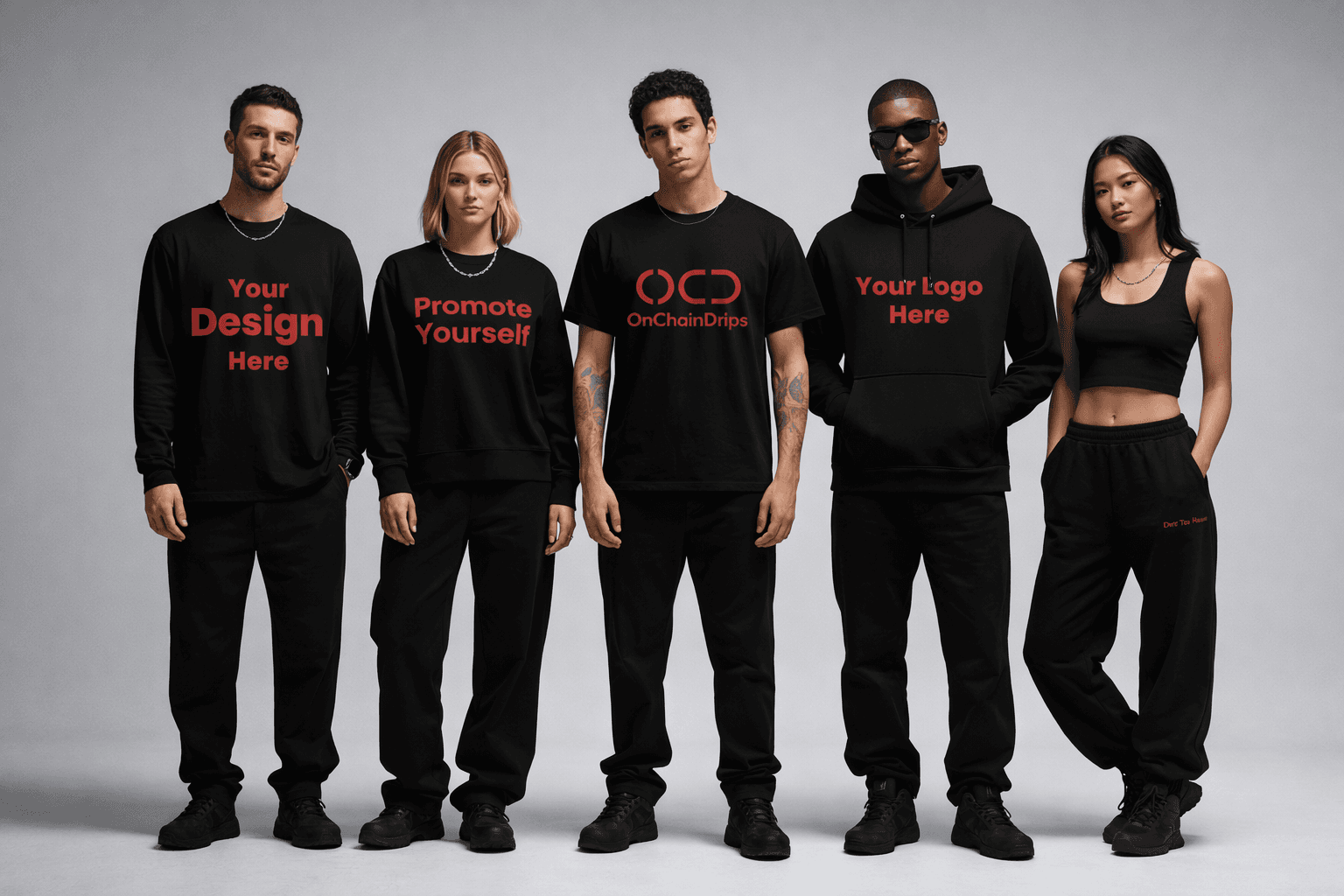 OnChainDrips merchandise — branded apparel for web3 brands